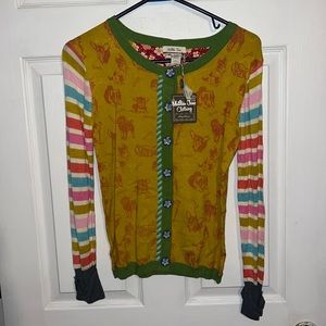 Matilda Jane Good Pup Dog Pattern Striped Button Cardigan Size 14